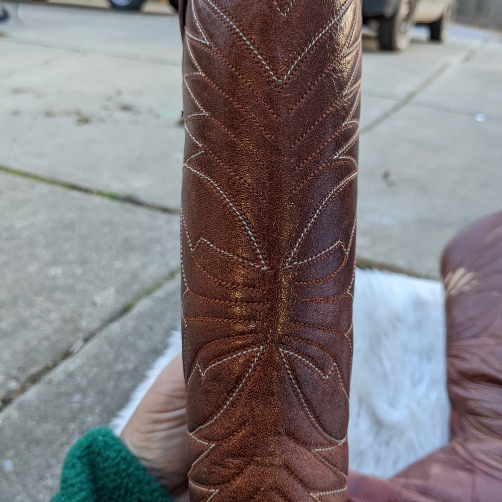 Dan Post Women's Brown Leather Golden Spur Tall Boots Size 7.5 - Picture 4 of 6